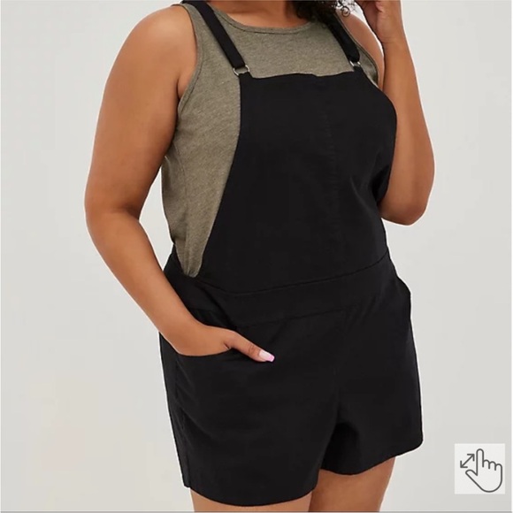torrid Pants - Torrid 1 Black 1X Linen Blend Shorts Overalls Jumpsuit Shortall